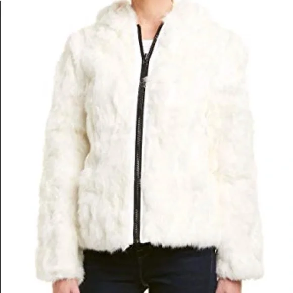 COPY - reversible real rabbit white fur coat - Picture 4 of 5
